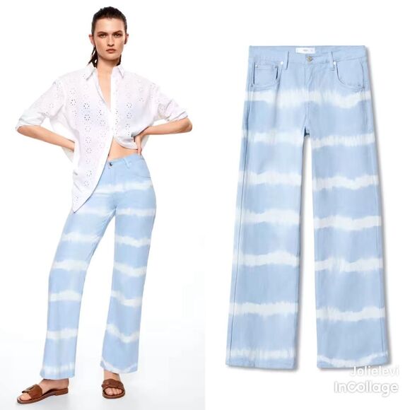 Mango Denim - Mango Wideleg tie-dye jeans